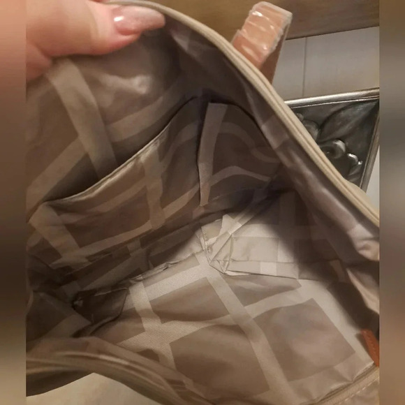 Joy Mangano NWOT Tan Leather Tote Bag - Picture 3 of 3